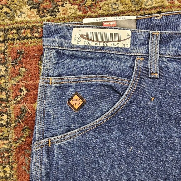 Wrangler FR Jeans Men 52X32 Blue Denim Flame Resistant Riggs Workwear FR3W020 - Picture 6 of 8